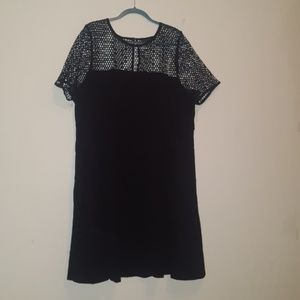 Black, mesh top, cocktail dress